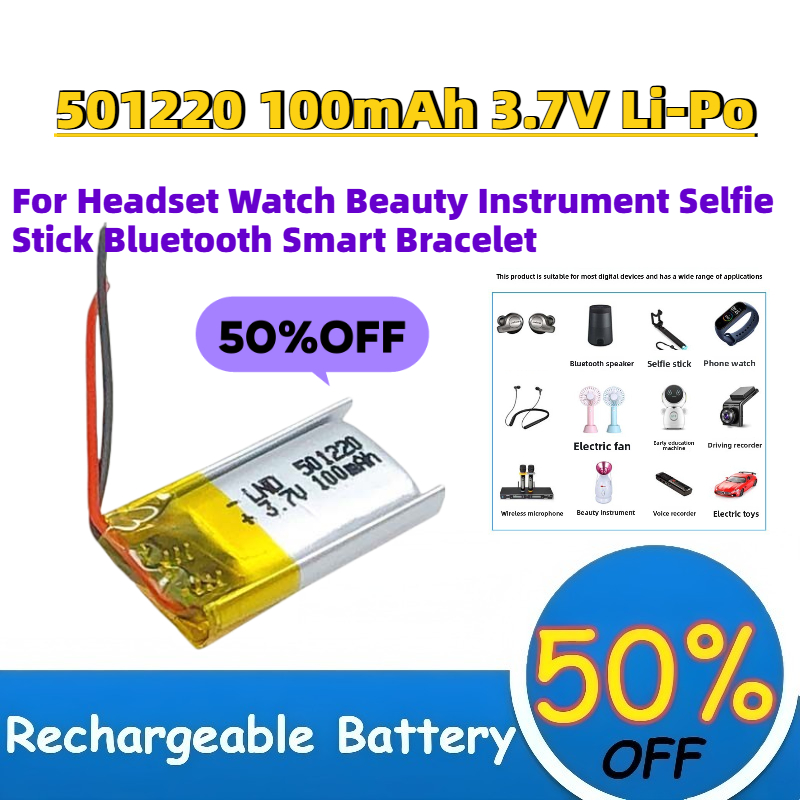 Smartwatch Headset - Batteria ricaricabile Li-Po 501220 100mAh 3.7V