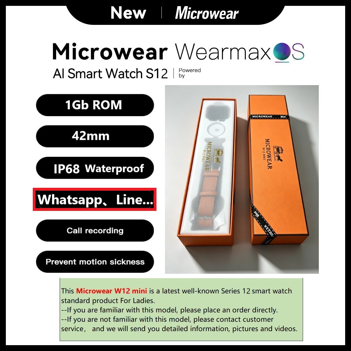 Smartwatch M Active - Microwear W12mini Smartwatch Modello Sostitutivo per
